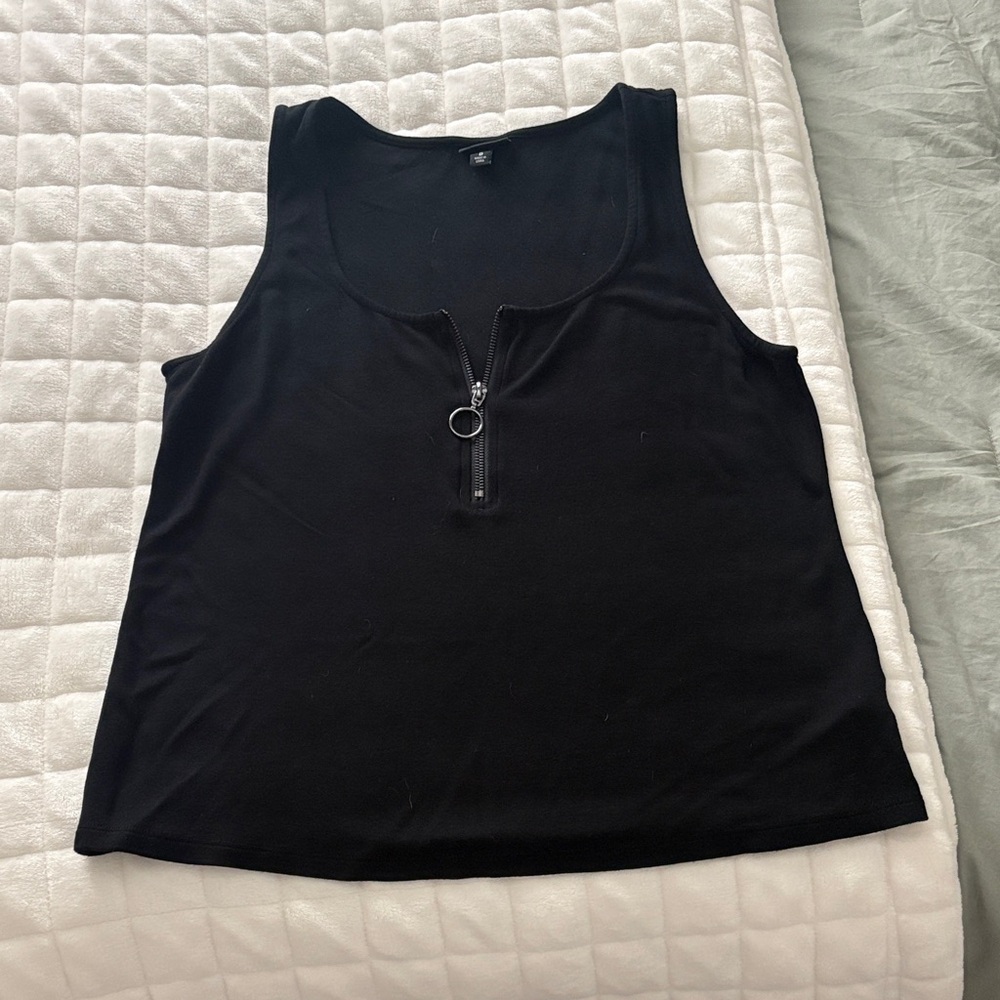 Torrid Black Sleeveless Zip Tank Top